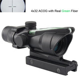 Tactical Hunting Rifle Scope Optic Sight Airsoft Green Red Fiber ACOG 4X32 with RMR Red Dot with Markings For Shooting HT6-0006