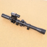 4x20 Rifle Optics Scope Tactical Crossbow Riflescope with Red Dot Laser Sight and 11mm Rail Mounts for 22 Caliber Guns Hunting