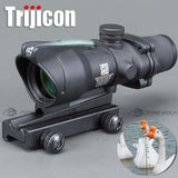 Hunting Riflescope ACOG 4X32 Real Fiber Optics Red Dot Illuminated Chevron Glass Etched Reticle Tactical Optical Sight