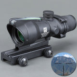 Hunting Riflescope ACOG 4X32 Real Fiber Optics Red Dot Illuminated Chevron Glass Etched Reticle Tactical Optical Sight