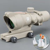 Hunting Riflescope ACOG 4X32 Real Fiber Optics Red Dot Illuminated Chevron Glass Etched Reticle Tactical Optical Sight