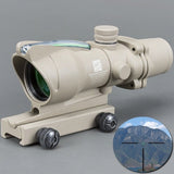 Hunting Riflescope ACOG 4X32 Real Fiber Optics Red Dot Illuminated Chevron Glass Etched Reticle Tactical Optical Sight