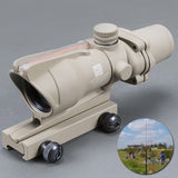 Hunting Riflescope ACOG 4X32 Real Fiber Optics Red Dot Illuminated Chevron Glass Etched Reticle Tactical Optical Sight