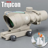 Hunting Riflescope ACOG 4X32 Real Fiber Optics Red Dot Illuminated Chevron Glass Etched Reticle Tactical Optical Sight