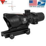 Hunting Riflescope ACOG 4X32 Real Fiber Optics Red Dot Illuminated Chevron Glass Etched Reticle Tactical Optical Sight